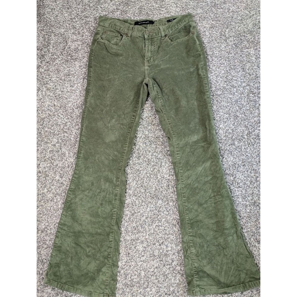 Calvin Klein Corduroy Pants Womens 8 Green Flare Bootcut Stretch